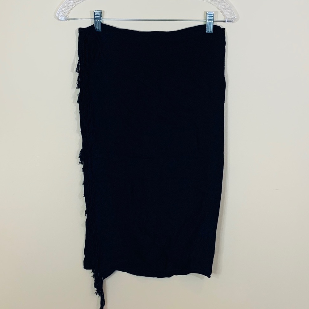 Black Frayed Scarf